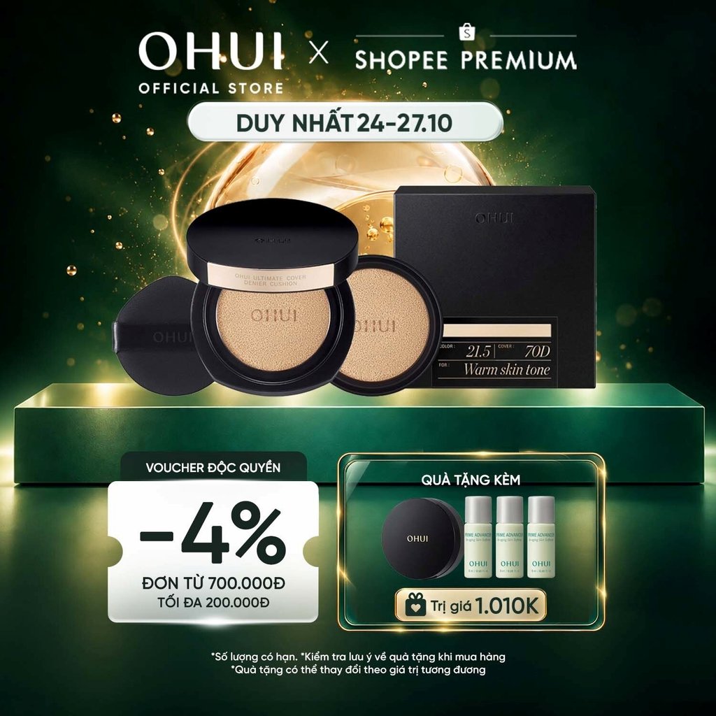 [OHUI Official] Phấn nước kiềm dầu che phủ cao mỏng nhẹ OHUI Ultimate Cover Denier Cushion SPF50/PA+++ 13G (Tặng 1 lõi)