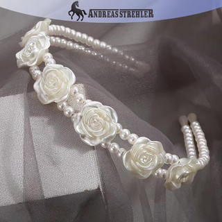 Onetimingfine Thanh Lịch Lớn Trắng Ngọc Trai s Dành Cho Nữ Cô Gái Đơn Giản Trắng Hoa Hồng Băng Đô Quấn Tóc Sóng Retro Hairhoop Mũ Đội Đầu Phụ Kiện VN
