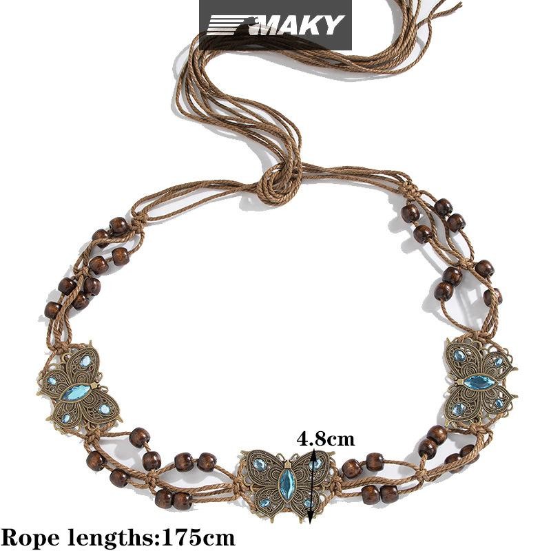Newwellknownepic Phong Cách Bohemian Dệt Nước Phong Cách Dân Tộc Hạt Thắt Lưng Nữ Thường Ngày Kỳ Nghỉ Phong Cách Dây Thắt Lưng VN