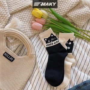 Newwellknownepic Hoạt Hình Màu Sắc Dễ Thương Phù Hợp Với Tất Cotton Polyester Giữa Ống Tất Thoáng Khí Hấp Thụ Mồ Hôi Thể Thao Tất Ngọt Ngào Học Sinh VN