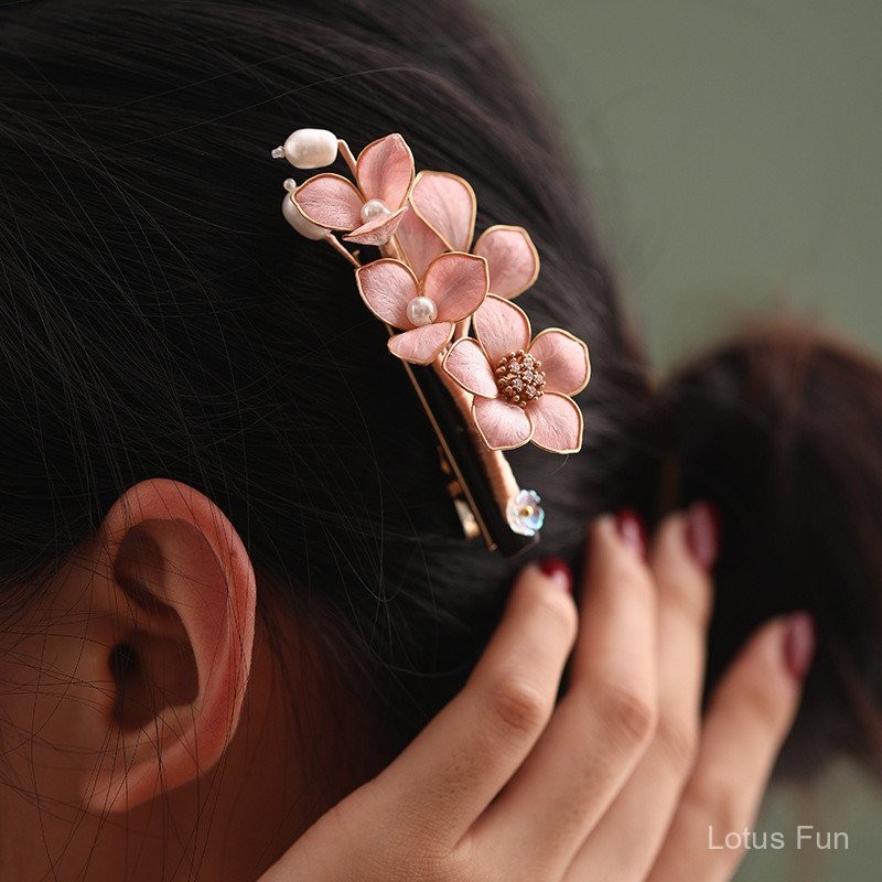 [Liufang] Kẹp tóc gỗ đàn hương hoa nhung xoắn - Phong cách Trung Hoa mới, phụ kiện Hanfu hàng ngày