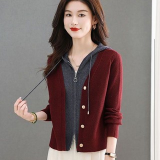 Áo len cardigan nữ có mũ trùm đầu, dài tay, thiết kế độc đáo, form vừa vặn