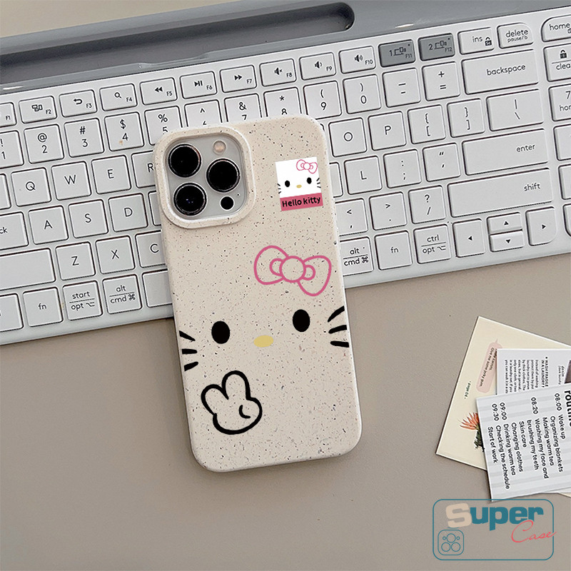 Ốp Lưng Tương Thích Cho IPhone 11 15 13 16 17 Pro Max Air XR 14 12 Pro Max X XS Max 7 13 12 16 17 Pro 8 14 15 6 6s 16 Plus SE 2020 Hoạt Hình Dễ Thương Wink Hello Kitty Bìa mềm nơ