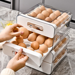 [SẴN] Hộp Khay Đựng Trứng 2 Tầng Có Nắp Đậy, Khay Đựng Trứng Tủ Lạnh 32 Ô Thiết Kế Ngăn Kéo Tiện Lợi