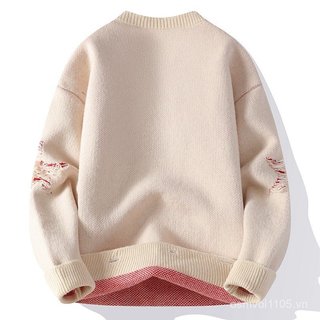 Áo len cổ tròn đáy dệt kim, hàng sẵn có, phù hợp mặc cặp đôi