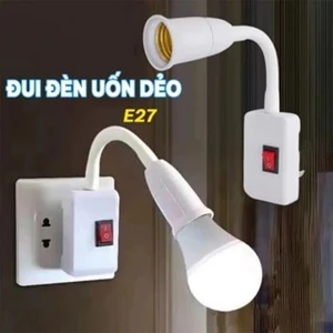 Chuôi Đèn Đui Đèn E27 Thân Uốn Dẻo Lò Xo Có Công Tắc Điều Chỉnh 360 20cm 25cm