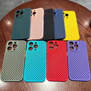 Ốp điện thoại silicon tản nhiệt thoáng khí lưới màu trơn Thích hợp cho IPhone 15 14 13 12 11 Pro Max Plus X XS Max XR 6 7 8 Plus SE2020 Vỏ chống sốc
