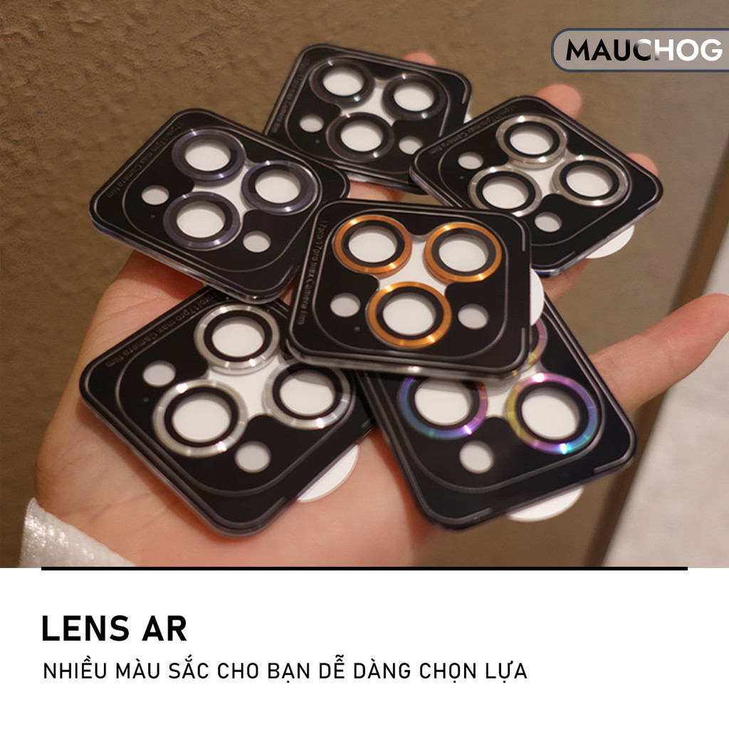 Bộ Vòng Cường Lực Camera Khung Tự Dán Độ Cứng 9H Cho Điện Thoại iPhone 17 16 Plus 15 Plus 14 13