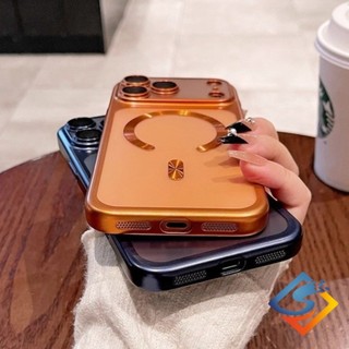 Ốp điện thoại từ tính họa tiết mờ màu cam vũ trụ cho IPhone 17 Pro Max 17 Pro 17Air 15 Pro Max 16 Pro Max Vỏ PC cứng mờ Vỏ chống sốc