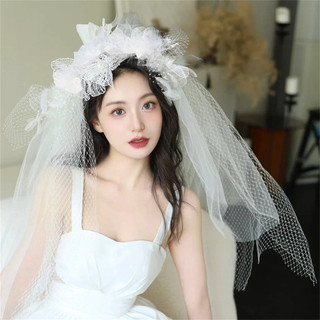 Khăn Lau Trắng Trang Trí Hoa Phong Cách Pháp Cho Cô Dâu Chụp Ảnh Đám Cưới