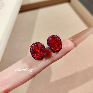 Trang sức châu Âu phong cách mới với kim cương đỏ corundum, phù hợp cho nữ