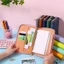 PCF * Bao da PU Notebook Chất kết dính có túi đựng thẻ và khe cắm bút đàn hồi có khóa kéo Đóng cửa có thể đổ lại 6 vòng Chất kết dính C