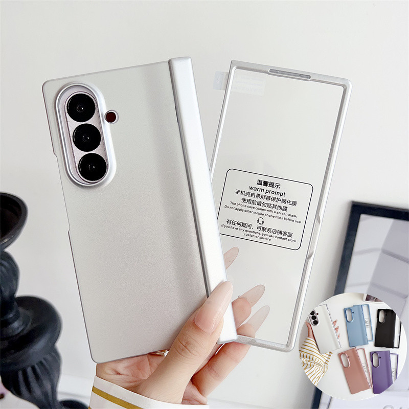 Vỏ cường lực mờ 2 trong 1 bản lề lò xo siêu mỏng cho Samsung Galaxy Z kèm phim màn hình