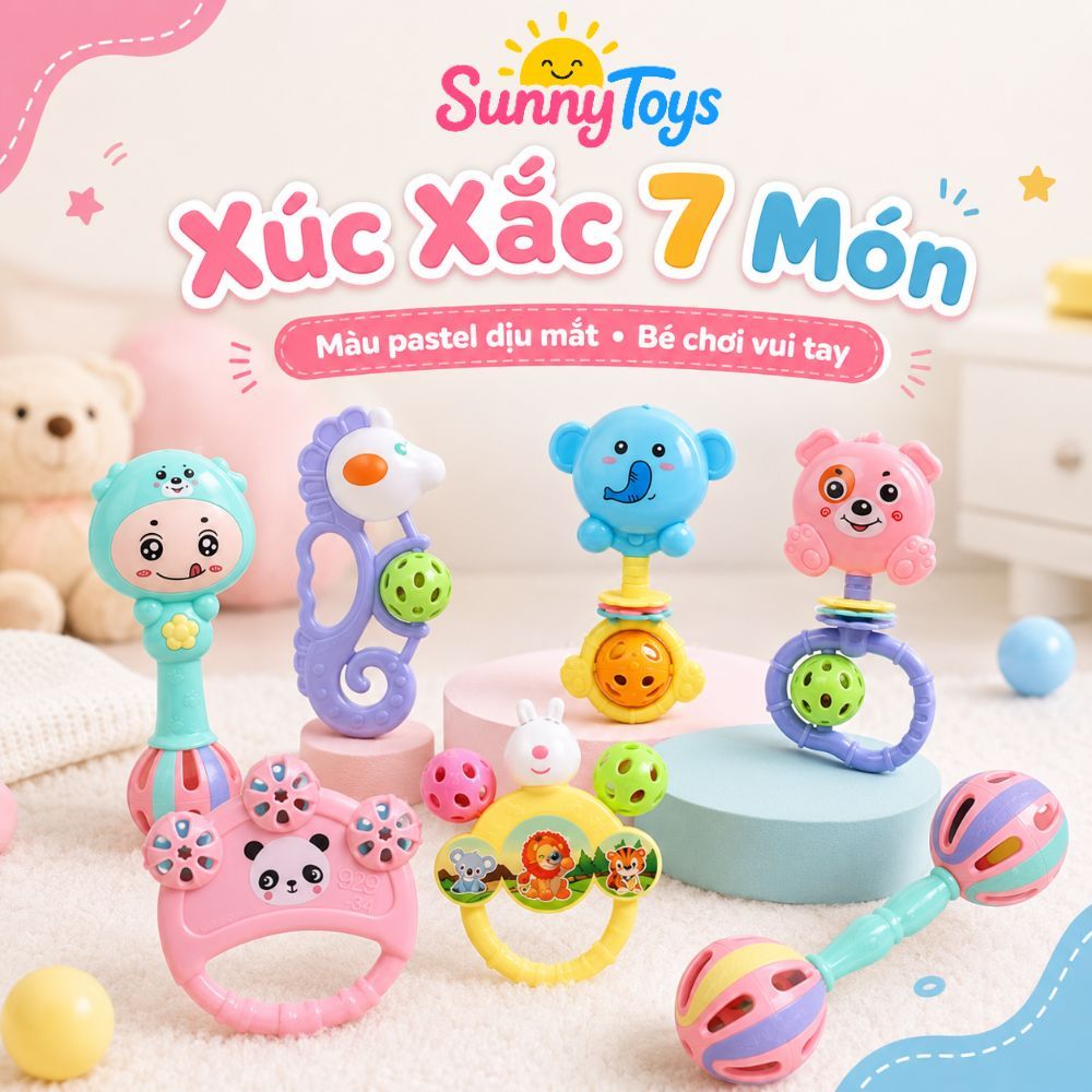 Bộ Lục Lạc Cầm Tay SunnyToys 7 Món - Xúc Xắc Âm Thanh Cho Bé Tập Cầm Nắm