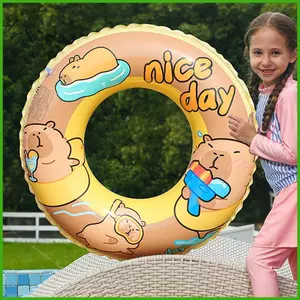 Bể Bơi Phao Vòng Hoạt Hình Capybara PVC Chống Rò Rỉ Đồ Chơi Nước Bơm Hơi Ống Bơi Cho Lounging Đi Biển Trò Chơi Nước wipqsvn