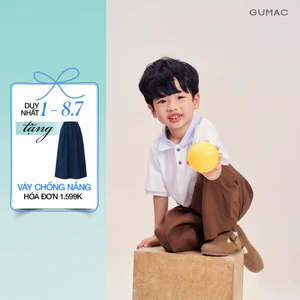 Quần Dài Bé Trai GUMAC Form Barrel Túi Đắp Lưng Thun Kaki Chéo Năng Động QKG04029