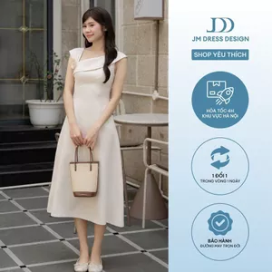 Đầm Xuân Hè Bổ Chéo Thân Cổ Chéo 1S10.2601. Đầm Dáng Dài Dự Tiệc Cổ Lệch Vai Sang Trọng Thanh Lịch By JM Dress Design