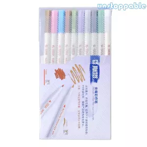 Unstop * 10 Màu Bút Vẽ Nhựa Dính Cực Đẹp Tranh Bút Móng Tay Graffiti Bút Bút Bút Bút Đánh Dấu Vĩnh Viễn Cho DIY Nhựa