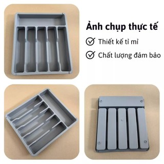 57*38cm Khay chia thìa dĩa đũa nhựa dầy dặn Hộp lưu trữ Silverware Có thể điều chỉnh Giá dao kéo có thể thu nhỏ - FE120