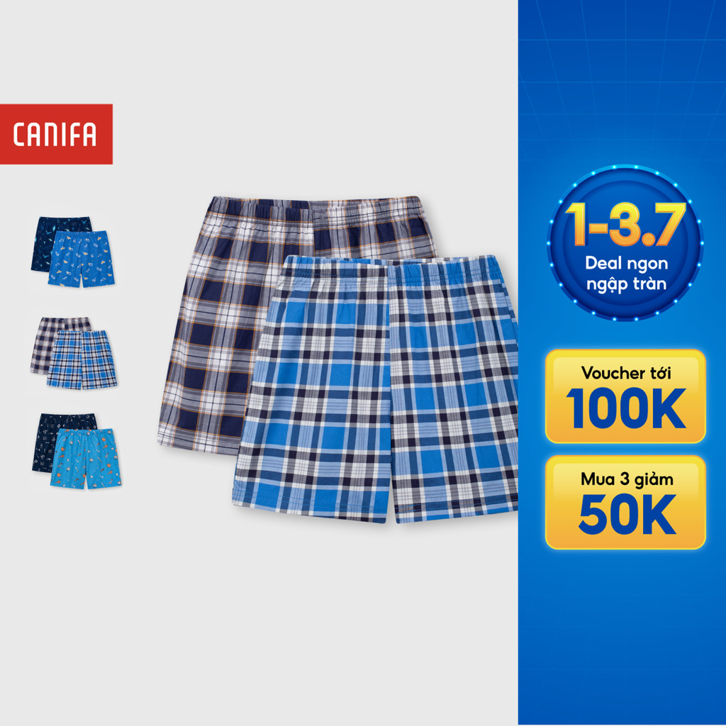 Combo quần mặc nhà bé trai CANIFA quần short chất cotton mềm mát in họa tiết PS26 2LA26S005