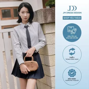 Áo Sơ Mi Croptop Phối Cổ Và Măng Séc 2S29.2508K (Không Cà Vạt). Áo Sơ Mi Croptop, Áo Sơ Mi Nữ Slim-Fit Học Đường JM