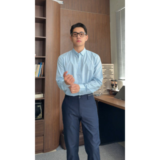 [NEW] Áo Sơ Mi Nam HLA Xanh Dương Chất Liệu Cotton Polyester Form Lịch Lãm Cao Cấp Phù Hợp Công Sở