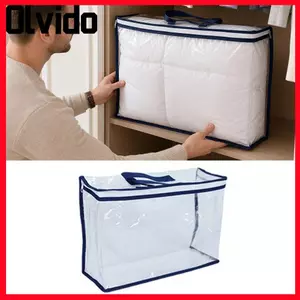 Túi đựng chăn bông OLVIDO, PVC trong suốt có tay cầm Túi đựng gối, Túi đựng khăn trải giường chống thấm nước dung tích lớn có thể gập lại Túi đựng quần áo