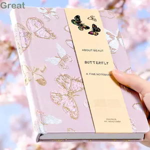Tạp chí rác TUYỆT VỜI, Sổ tay thêu bướm A5, Bìa cứng chất lượng cao Trang bên trong 4 trong 1 Người lập kế hoạch Văn phòng kinh doanh