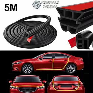 FANIELLAPOWELL Dải thời tiết cách âm 5m, Dải niêm phong cửa ô tô cao su hai lớp, có mặt sau dính Chống bụi cách nhiệt Hood Dải niêm phong Phụ kiện ô tô