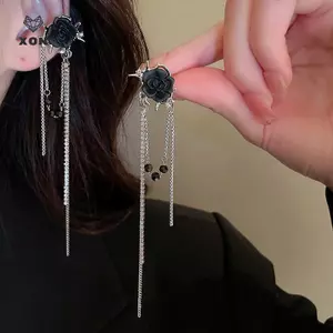 Trang Sức Thời Trang Retro Kim Cương Giả Hoa Hồng Dài sel Bông Tai Nữ Trang Sức [Mina]
