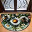 JUIC Doorway Thảm chào mừng, Thảm lót cửa chùi chân nửa tròn hoa Boho, Thảm cửa lối vào dày chống trượt có thể giặt được trong nhà