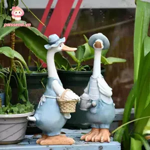 Tác phẩm điêu khắc sân vườn nhân tạo PWSEND, Điêu khắc vịt bằng nhựa Đồ trang trí vịt Bắc Âu, Đồ thủ công phong cảnh ngộ nghĩnh Vườn ngoài trời Tượng nhỏ lạ Tượng sân vườn Trang trí ngoài trời