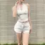 Mùa hè Royal Sister Classy Gạc Khâu dây Áo Vest ngắn Hot Girl Slim-fit Slimmer Look Lady Gentle All @ -