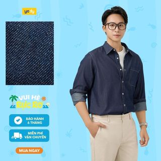 Áo sơ mi jeans nam túi ngực YODY mềm mại thấm hút tốt MCSH25S046