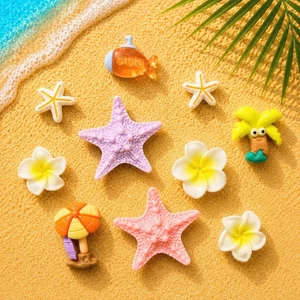 Set Charm Biển Nhiệt Đới Mùa Hè Resin Cao Cấp – Sao Biển Hoa Sứ Cây Dừa Ô Biển Tàu Ngầm Trang Trí Dép Cute