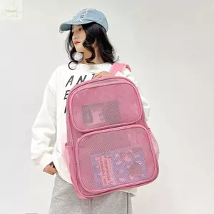 Túi đi học AWNGD, Ba lô lưới xuyên thấu đơn giản, Ba lô du lịch lưới thoáng khí dung tích lớn