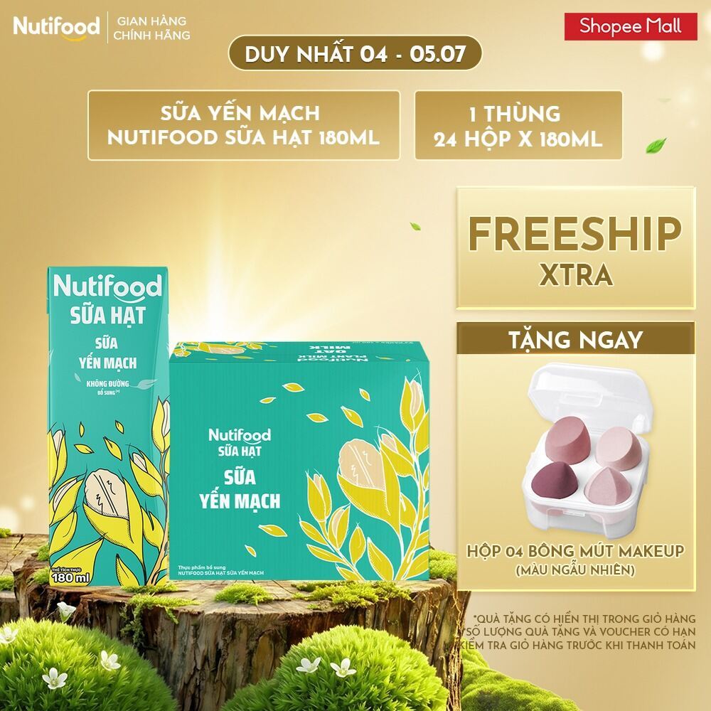 Thùng 24 Hộp Sữa Yến Mạch Nutifood Sữa Hạt 180ml