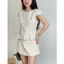 Áo Linen Tay Cộc Chiết Eo Nữ Tính M2154466- - Hieuvy Botique