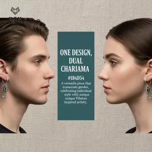 Bông tai Mantra sáu chữ dành cho nữ Thiết kế bánh xe cầu nguyện Trang sức Phong cách cổ điển Quà tặng ngày lễ [Mina]