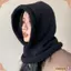 Mũ Balaclava CHEESELY, Mũ chống gió dệt kim bảo vệ tai, Mũ chui đầu sợi len uốn cong thông thường Thu đông