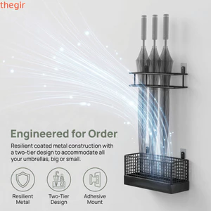 Giá đỡ ô dù THEGIRL8B, Giá đựng ô kim loại chống gỉ, Tiết kiệm không gian Thiết kế thoát nước treo tường công suất lớn Giá đỡ ô khách sạn