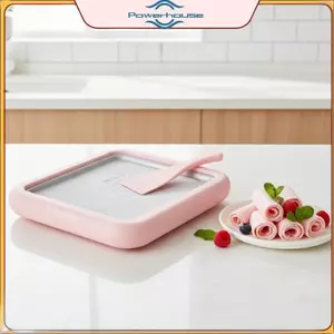 POWER 1 Bộ Chảo làm kem cuộn DIY để sử dụng tại nhà Đĩa chiên ngọt lạnh cho trẻ em Dụng cụ tạo món tráng miệng.