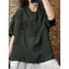 Thứ tự đuôi ngoại thương mùa hè Áo sơ mi ngắn tay bằng vải lanh Cotton màu trơn văn học cổ điển rộng che phủ thịt Niche phù hợp với áo sơ mi cỡ lớn thông thường dành cho nữ