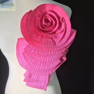 JVSUB Cổ Vai Hoa, Hoa Xếp Ly Thủ Công Thanh Lịch, Vải Thời Trang Hoa Lớn Đính Tiệc Cưới DIY Quần Áo Phụ Kiện