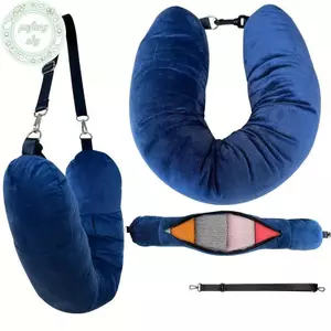 PUSKY Du Lịch Ne Gối Có Thể Lấp Đầy Quần Áo Túi Bảo Quản Hình Chữ U Vỏ Gối Pha Lê Lông Cừu Ne Gối Cho Máy Bay Du Lịch VN