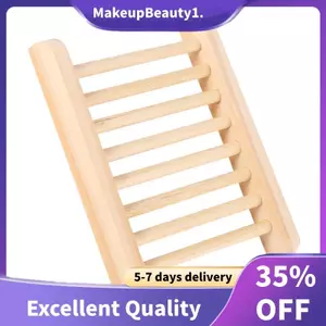 Màu Gỗ Hình Thang Gỗ Tự Nhiên Đĩa Xà Phòng Hộp Tắm Xà Phòng Khay Đựng Món Ăn Tắm Rửa 12 * 9 * 1.7cm