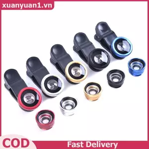 XUAN 3In1 Điện Thoại Di Động Mắt Cá + Góc Rộng + Ống Kính Máy Ảnh Macro Cho Điện Thoại Di Động Đa Năng VN