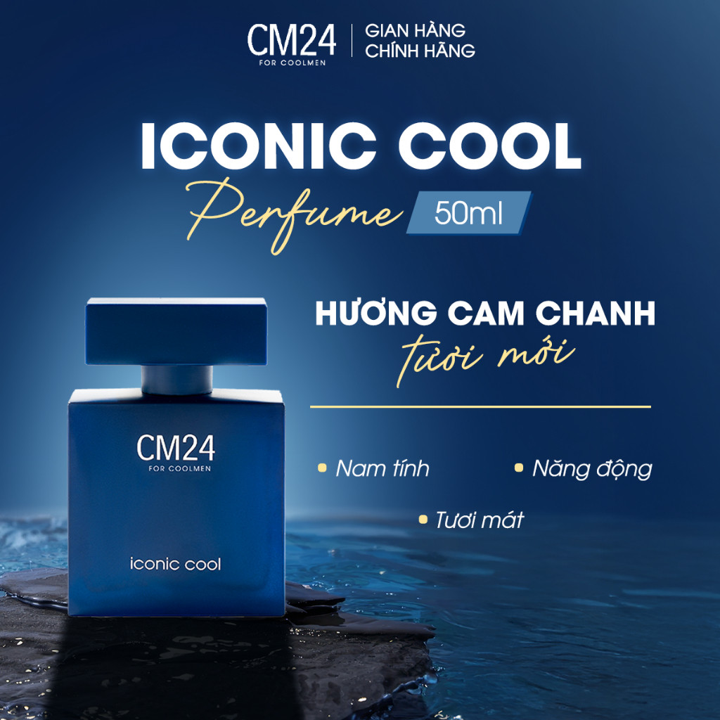 Nước Hoa Nam CM24 FOR COOLMEN ICONIC COOL Hương Tươi Mát, Trẻ Trung, Lưu Hương 8H  50ml