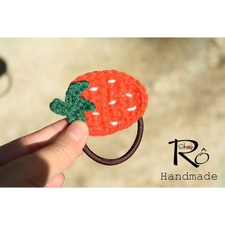 Dây buộc tóc dâu tây xinh cho nữ và bé gái 5cm |Đồ cột tóc len thanh lịch |Shop Rô Handmade
