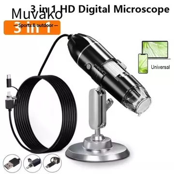 Kính hiển vi điện tử MUVAKO, Giao diện Type-C Giá đỡ có thể điều chỉnh Máy ảnh kính hiển vi kỹ thuật số, Kính hiển vi kỹ thuật số USB 1600X di động HD 3in1